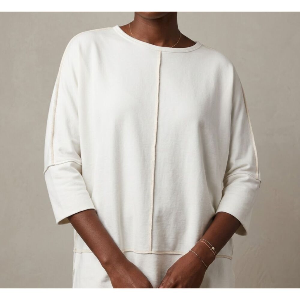 Spanx Dolman Perfect Length PLT Top Shirt Womens Medium White 3/4 Sleeve